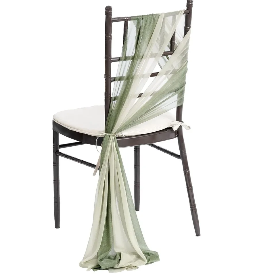 20*275 cm šifónové stoličky SASHES Svadobné stoličky Zadné kryty poťahy Ribbon Recepcia podujatia Bankety hotelové podujatie stolička Cover Dekorácie