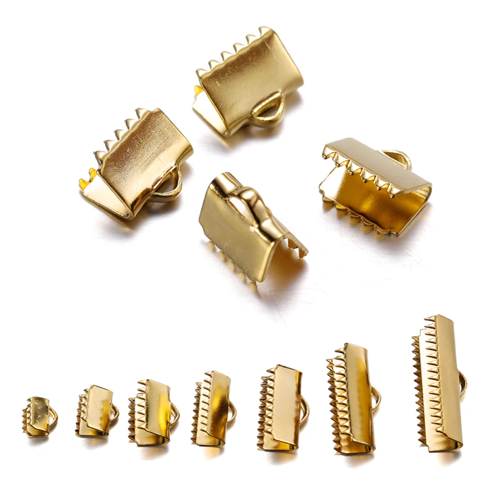 20/30ks Zlatá farba z nehrdzavejúcej ocele Crimp End Práľová spona Špičky Konektory pre DIY náhrdelník Náramok na náramok