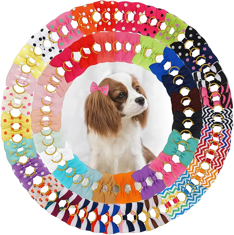 20/40ks Pet Dog Dog Cat Bows Pet Hair doplnky s gumovými pásmi šteňa Pet Grooming Lows Lows Ozdobenie vlasových kravaty pre dodávateľa psov