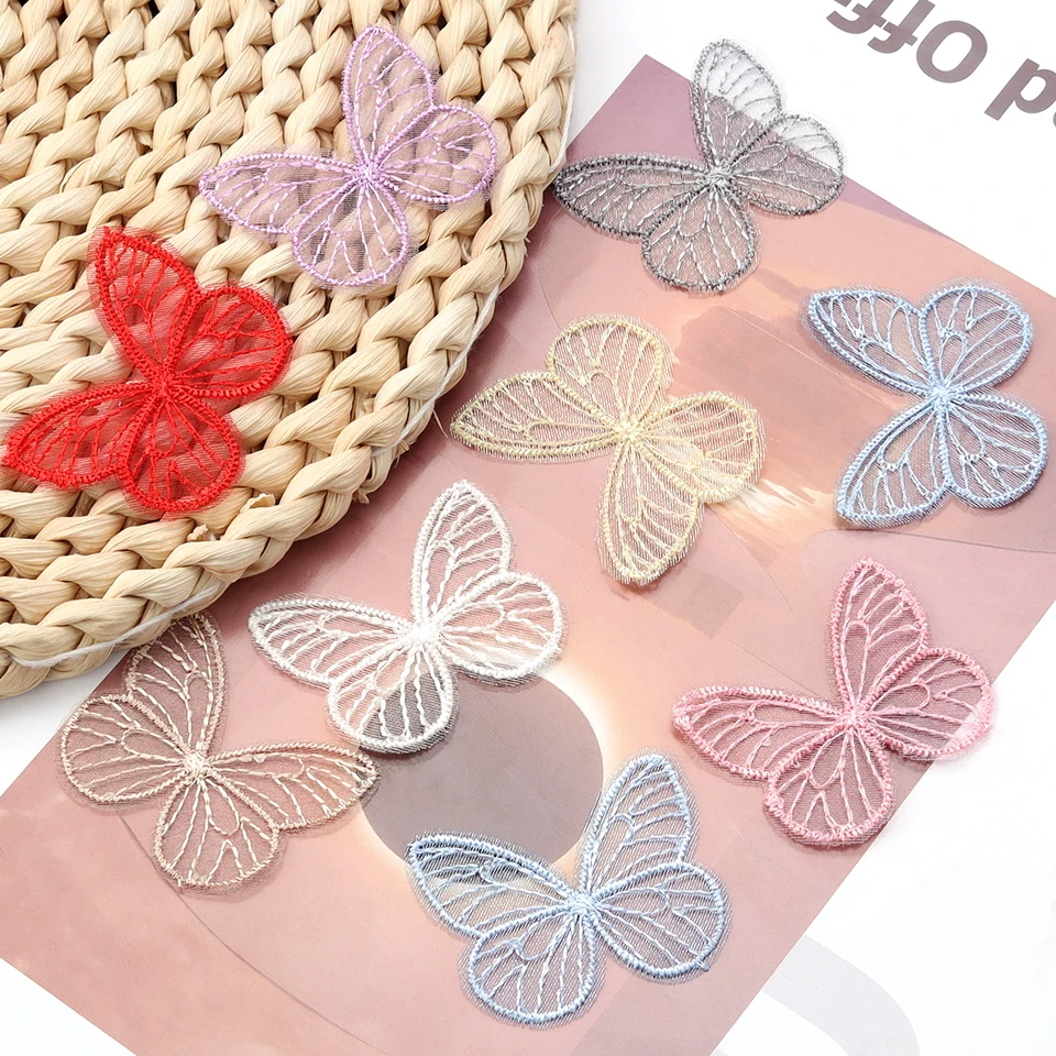 20/40ks/šarža 4,5*3,5 cm vyšívané sieťové látky s motýľmi Aplikácie pre oblečenie šijacie zásoby DIY KLIPY Príslušenstvo