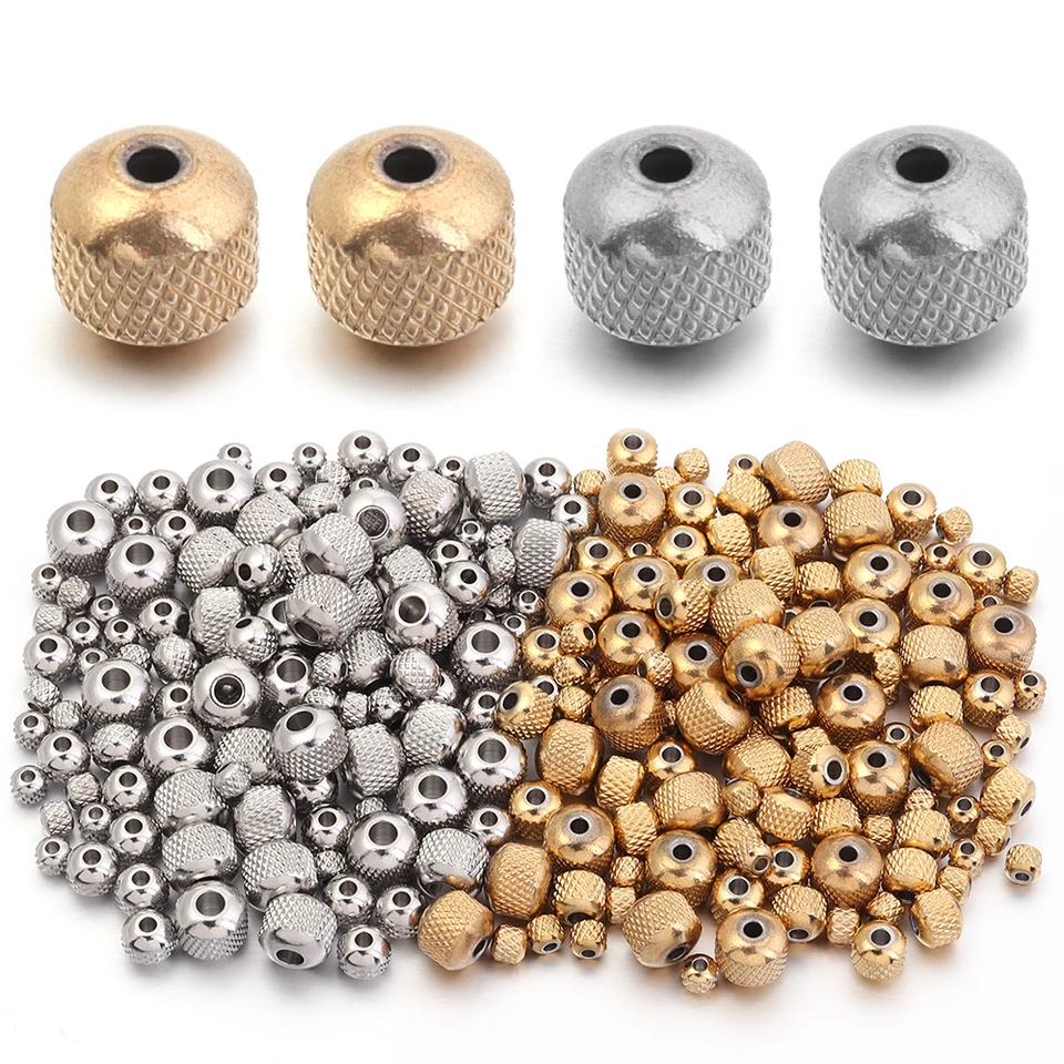 20-40ks/šarža z nehrdzavejúcej ocele 4 mm 6 mm 8 mm farebná textúra Loose Spacer Periečky pre šperky na výrobu náramkov DIY náramok