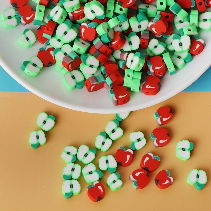 20/50/100 pcs New Fashion Red Green Apple Spacer Polymér Clay Loose Loads pre šperky výroby DIY náramok ručného príslušenstva
