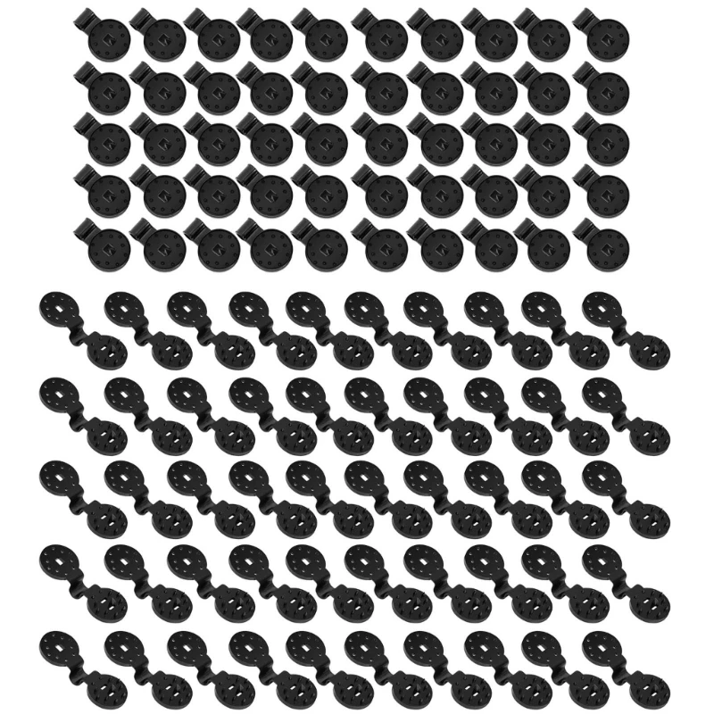 20/50/100 pcs tieňové handriky Plastové svorky Oprava svorky Overová kaprovka Celp Celp Ruka Plastové čierne svorky pre slnečnú sieť