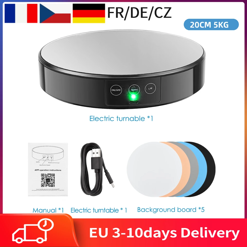 20 cm 5 kg Zaťaženie 360 ​​° elektrický stolík s gramofónom s tlačidlom LED Display LED Display Inteligentné ovládacie prvky aplikácie pre snímanie výstavy