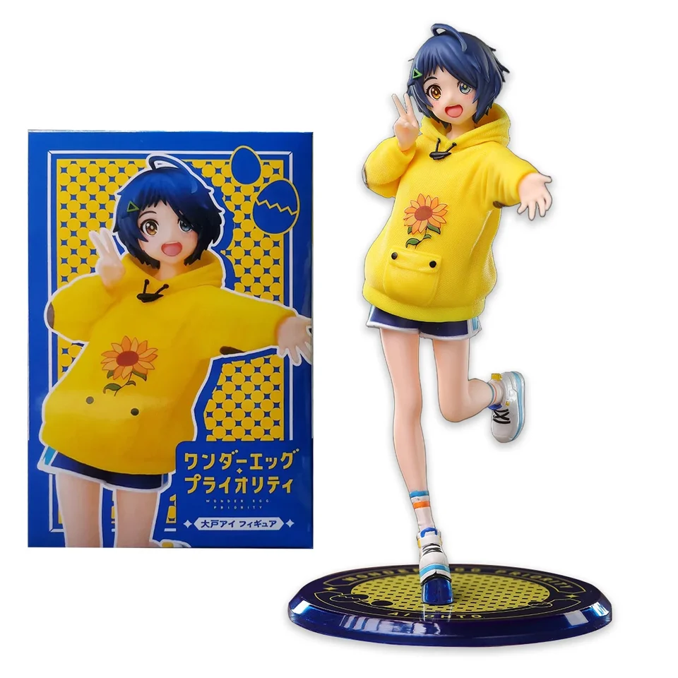 20 cm anime postava Wonder Egg Priority Ohto Ai Figual Action Figuine PVC Yellow Hoodie Blue Hair Model Hray Doll