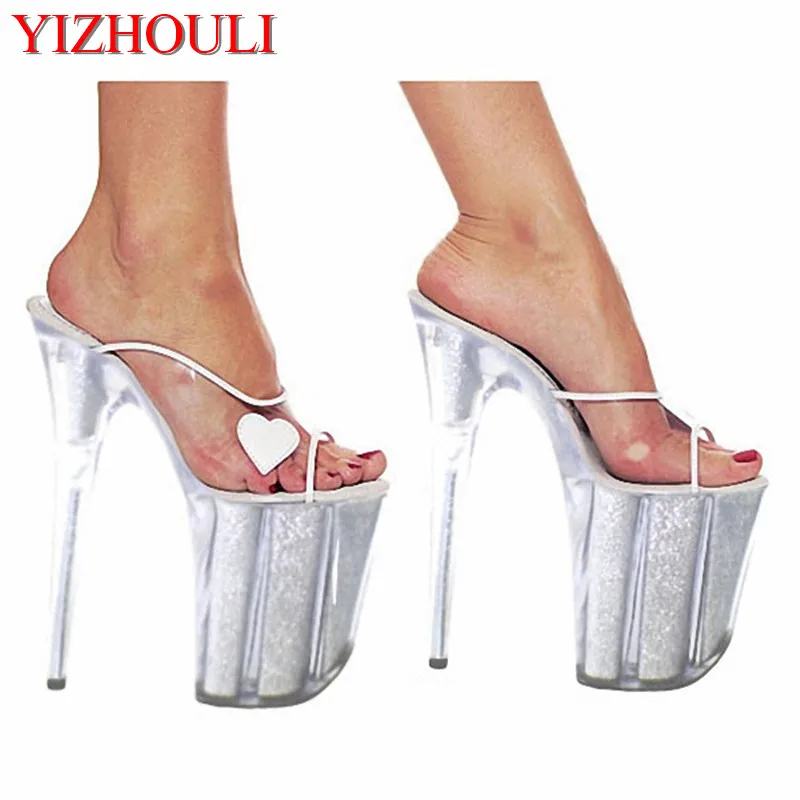 20 cm dámske ultra vysoké podpätky topánky Queen Crystal Platform Shoes Shopped Party Plippers Sexy sandále 8 palcov vysoké podpätky topánky