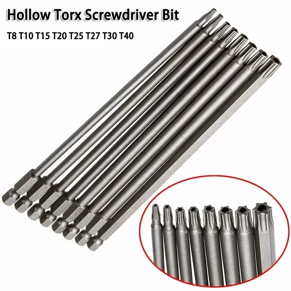 20 cm mimoriadne dlhý skrutkovač TORX Bit Magnetic Security Terprof Tamper Electric Electric Hex Hex Shank T8 T15 T20 T25 T27 T30 T40