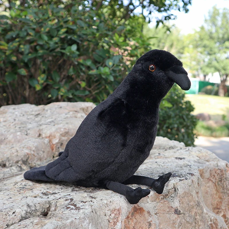20 cm vysoká mäkká veľkolepá krašová plyšová hračky Lively Black Birds Raven Plnené zvieratá hračky pre deti