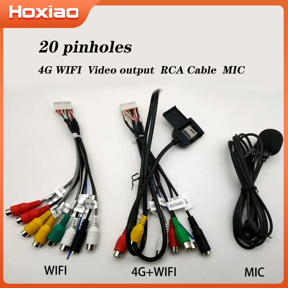 20 dinholes 4g/wifi verzia RCA káblového rádiového adaptéra mikrofón aux pre Car Android Radio
