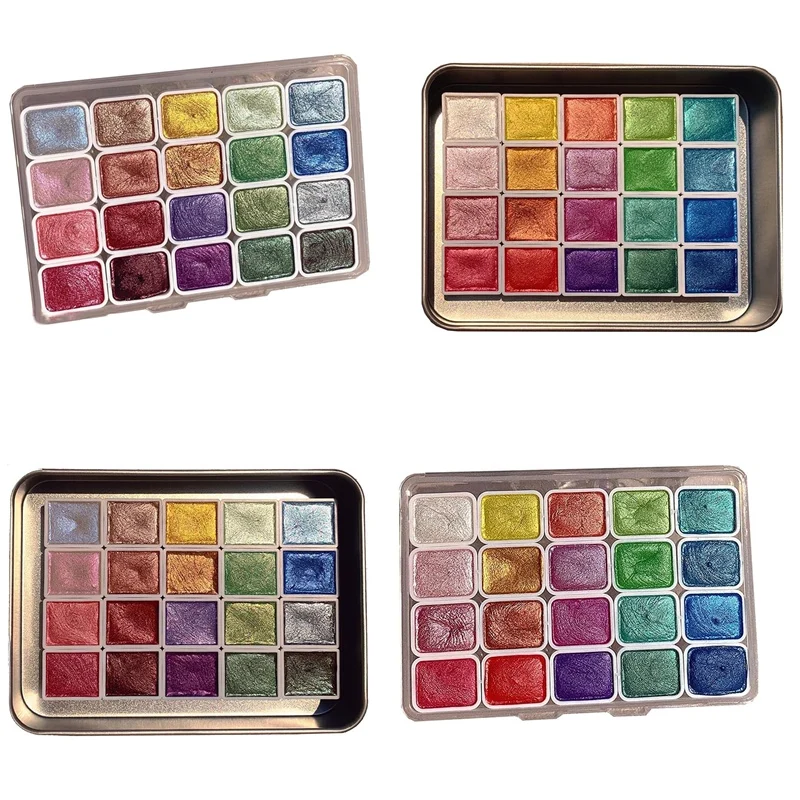 20 farieb akvarelové maľovanie súpravy príslušenstva kovová sada akvarelovej farby, lesklé akvarely Solid Paint Box (2,3ML-B)
