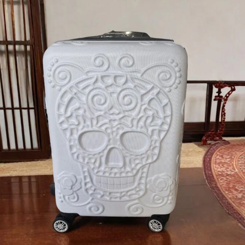 20 INC Čierna lebka Cabin Rolling Batožina prepravu veľkosti Spinner Hardside Trolley Kuver na kolieskach