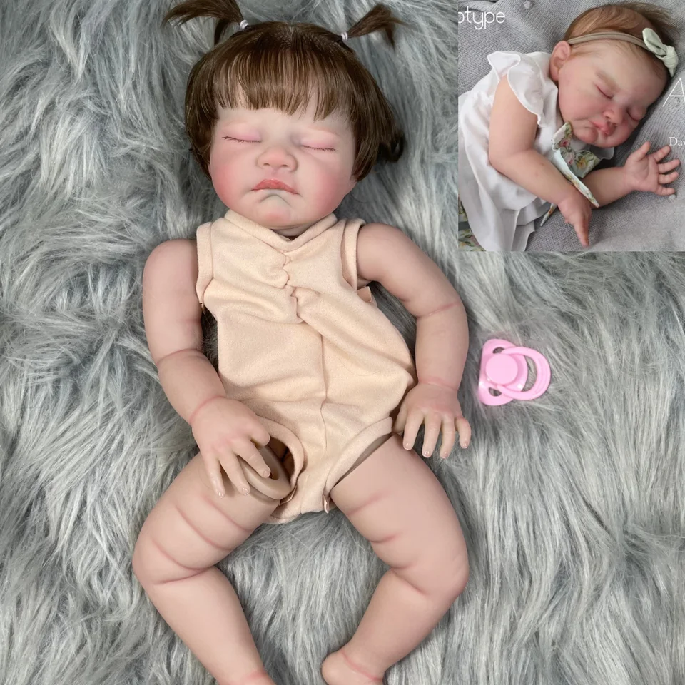 20 inch Lifelike Already Painted Vinyl Reborn Doll Kit August With Rooted Hair Soft Touch Doll Mold Unfinished Doll Parts