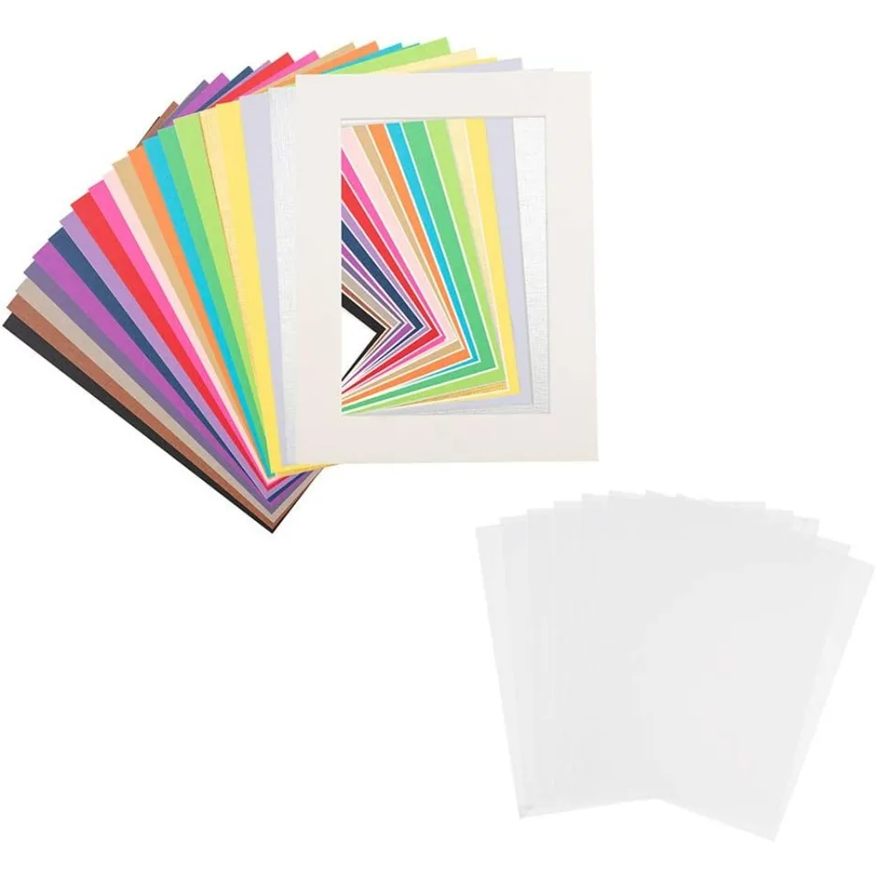 20 ks papierové snímky fotografií 8,5 x 6,5 palca DIY kartónové fotografické rámy s 20 ks Transparentným PVC filmom pre domácich majstrov
