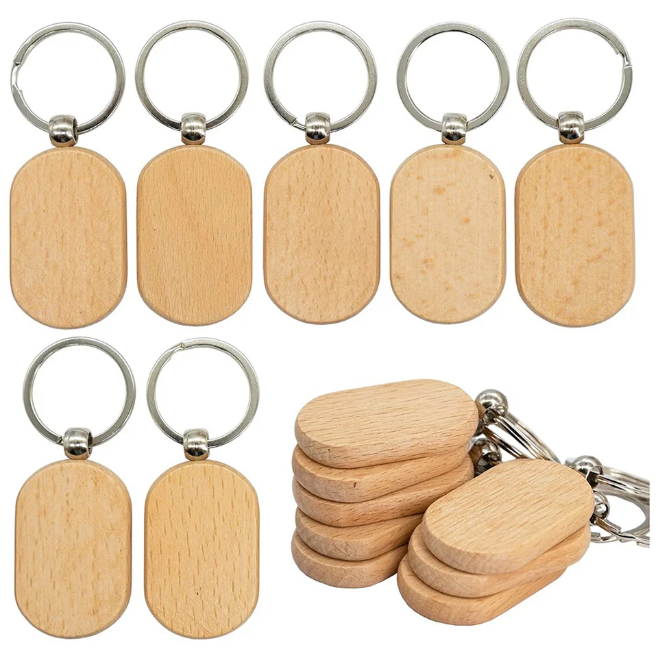 20 ks slepá drevená značka Key DIY Wood Keychains Key Wood Gravír