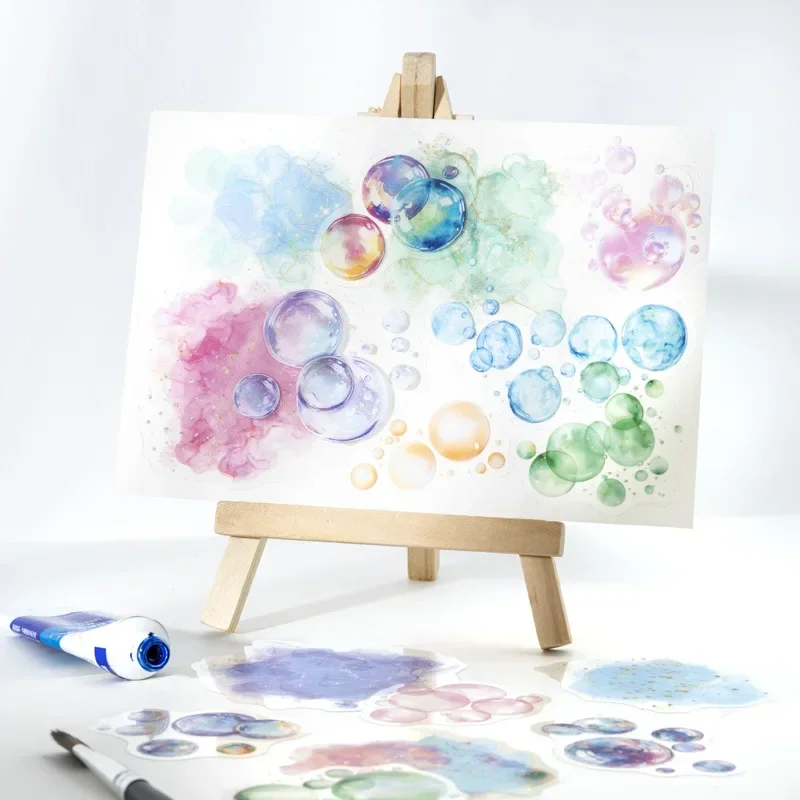 20 listov ilúzia Starburst Supplies Bubble Watercolor Scrapbook na balenie Pet Sticker Bubble Romantické nálepky Balíček 130*90 mm