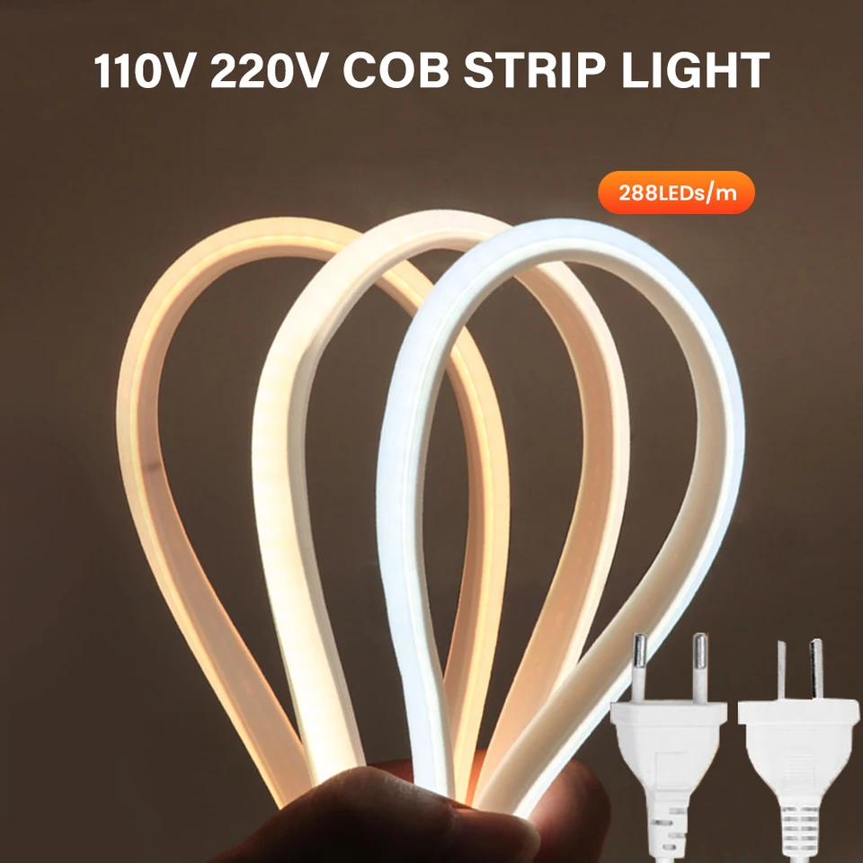 20 m 30m COB LED pásik LIGHT RA90 288LEDS/M AC110V 220V EU/US SWIT Plug Outdoor Garden Neon LED svetlá pre spálňu kuchyňa
