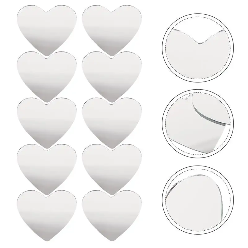 20 mini počítačov zliatinové zrkadlo Prenosný make -up malý srdcový tvar nedokončené jemné vrecko pre DIY Art Craft dotyk