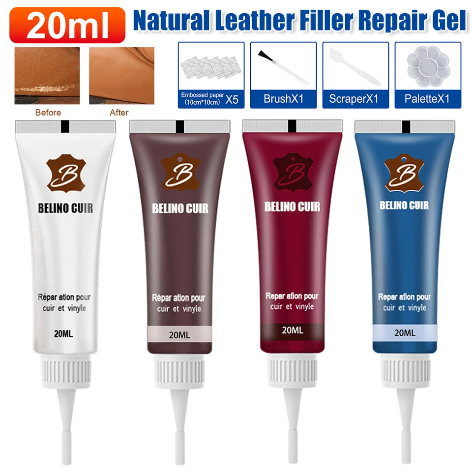 20 ml kožené výplňové opravy gélového sedadla automobilovej sedačky Sofa Coats Oath Scratch Cracks Doplnkové rekonštrukčné krémová pasta na umývanie a údržbu