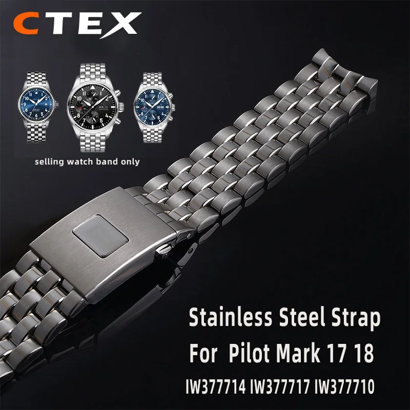 20 mm 21 mm z nehrdzavejúcej ocele pre IWC Pilot Mark 17 18 IW377714 IW377717 IW377710 HIGT QUALICKÝ SLEDOVANÝ náramok pre mužov
