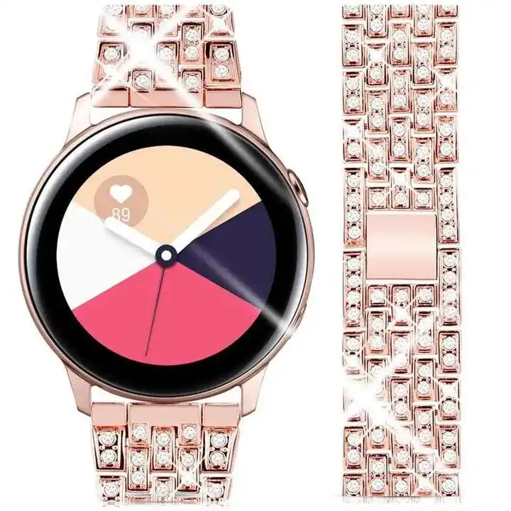 20 mm 22 mm luxusný remienok pre Samsung Galaxy Watch 3 Active 2 Band 42 mm 46 mm prevodový stupeň S3 Diamond Loop oceľ pre Xiaomi Amazfit Huawei