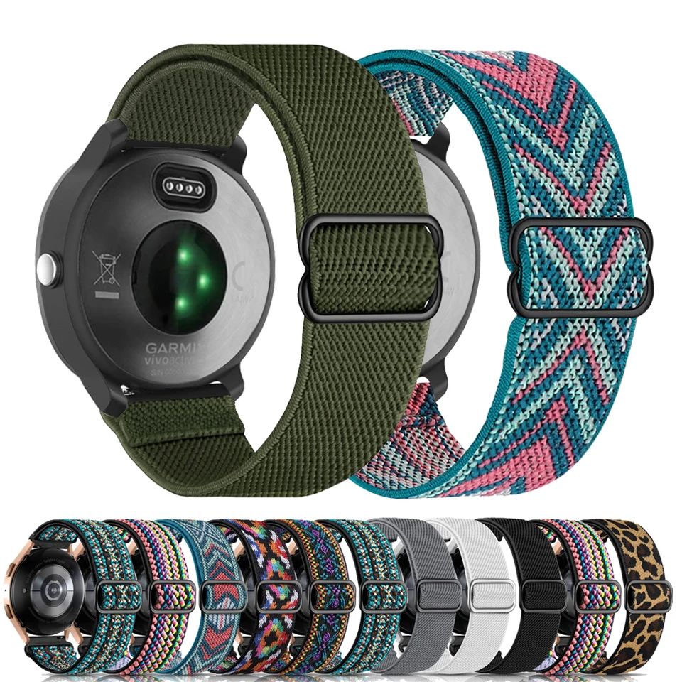 20 mm 22 mm nylonový remienok pre garmin vivoactive 4 3 hod. Hodinky Venu 2 Sq Forerunner 645 Elastický náramok náramku Fenix ​​6 5 Pro