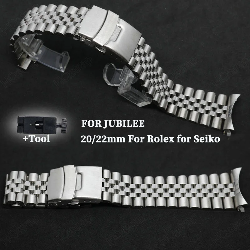 20 mm 22 mm oceľový remienok pre Jubilee for Seiko Watch Band pre Rolex náramok kovového náramka Striebro s príslušenstvom hodiniek s nástrojmi