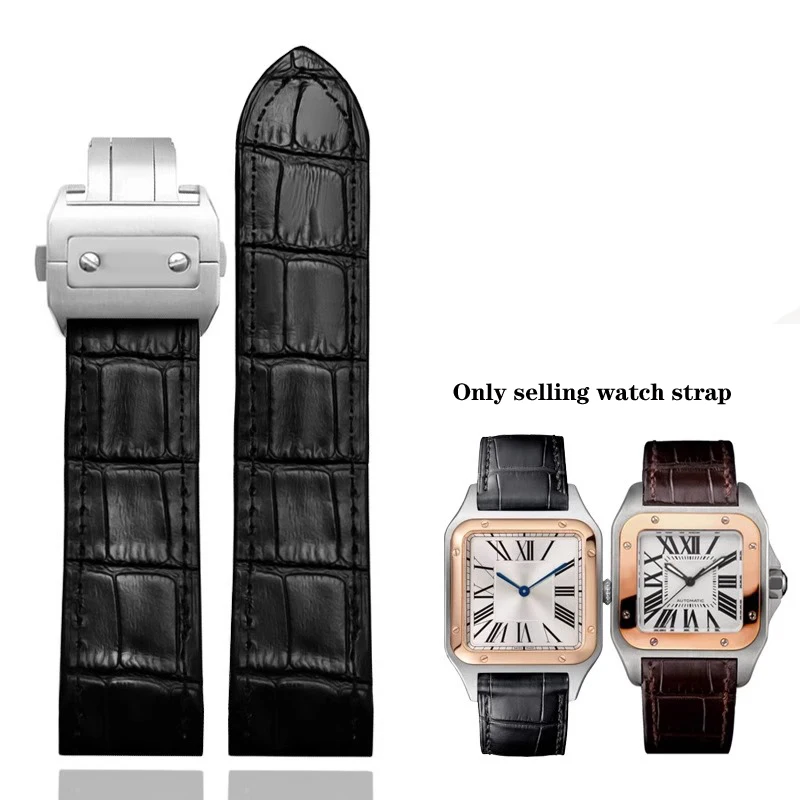 20 mm 23 mm vysokokvalitné originálne kožené hodinky pre remienok pre Cartier Watchband Santos 100 Series Men's and Women Skladacia pracka