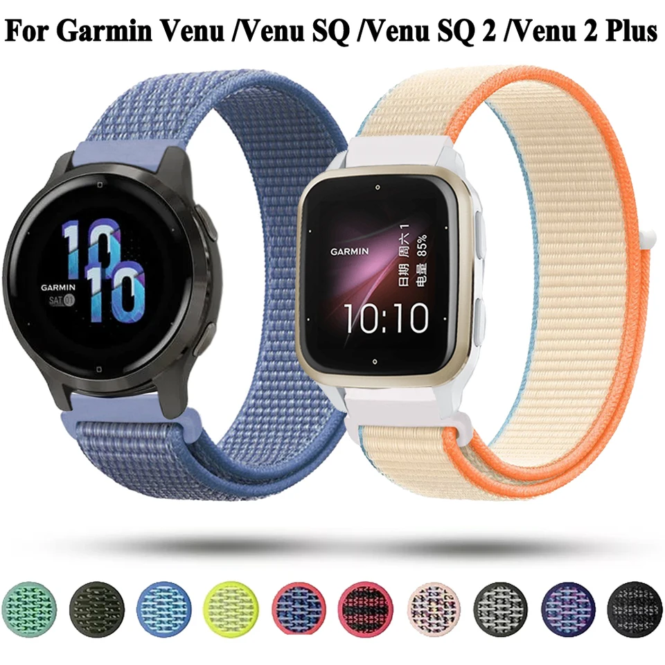 20 mm hodinová skupina pre Garmin Venu /Venu Sq /Venu Sq 2 Plus Forerunner 165 645 245 55 Nylon Strap VivoActive 5 3 náramok na hodinky