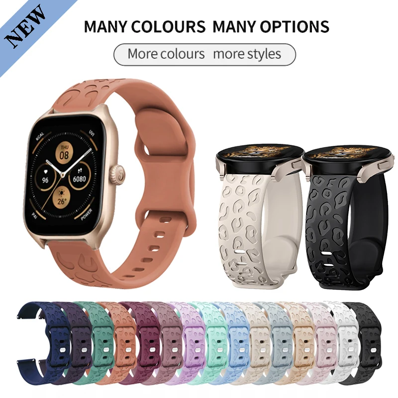 20 mm leopardový silikónový remienok Ryté pásmo pre Huami Amazfit GTS 4 Mini 2/2e/3 GTS2 GTS3 GTS4/BIP 3 PRO LITE SU