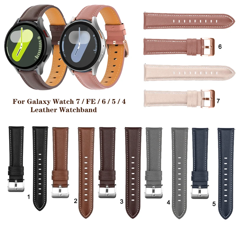 20 mm módne kožené pásové remienok pre Samsung Galaxy Watch 7 6 5 4 40 mm 44 mm Fe / 5pro Watch6 Klasický náramok na zápästie Elegantný náramok