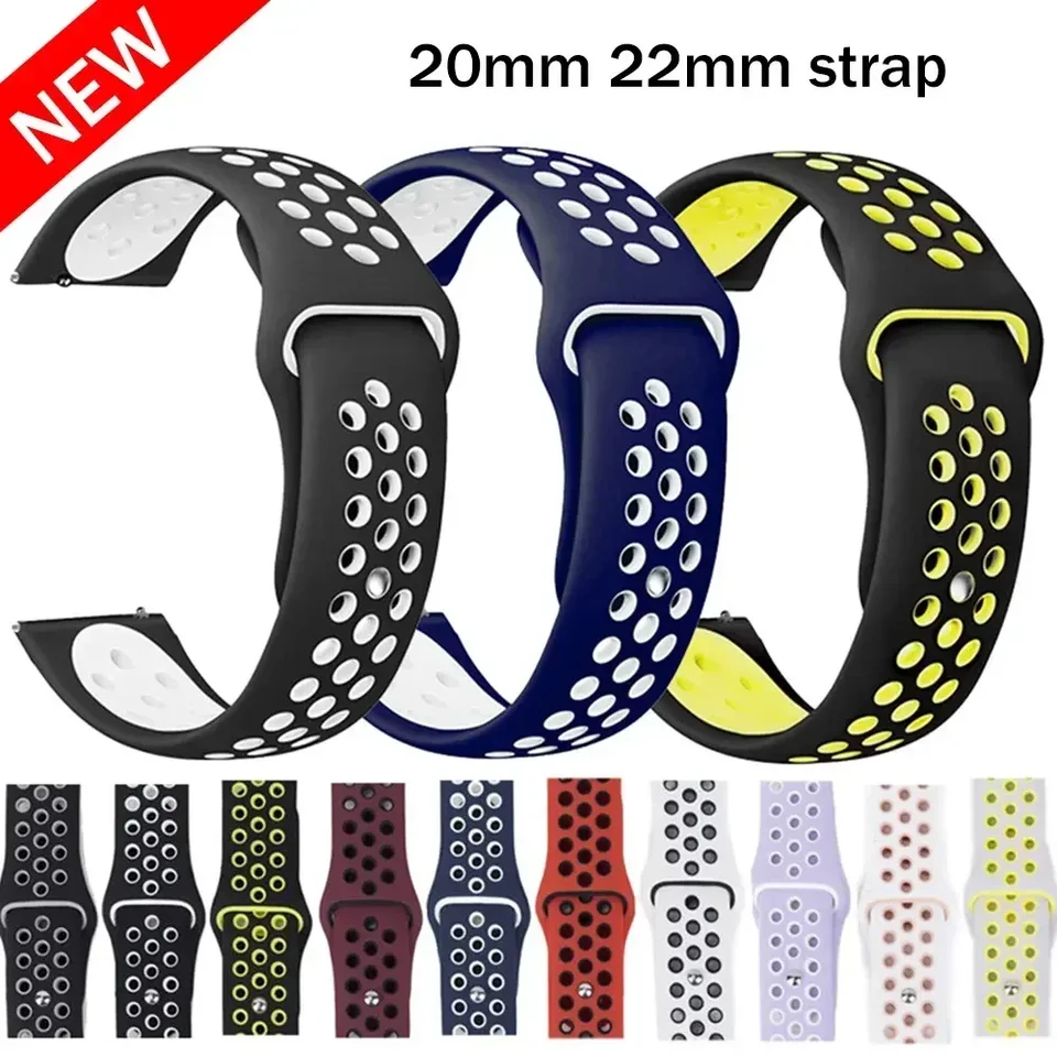 20 mm pre Samsung Galaxy Watch 4-5-Pro-6-Classic/Active 2 40 mm 44 mm Silikone Sport Band 22mm náramok Huawei GT 4-3-2e-Pro Strap