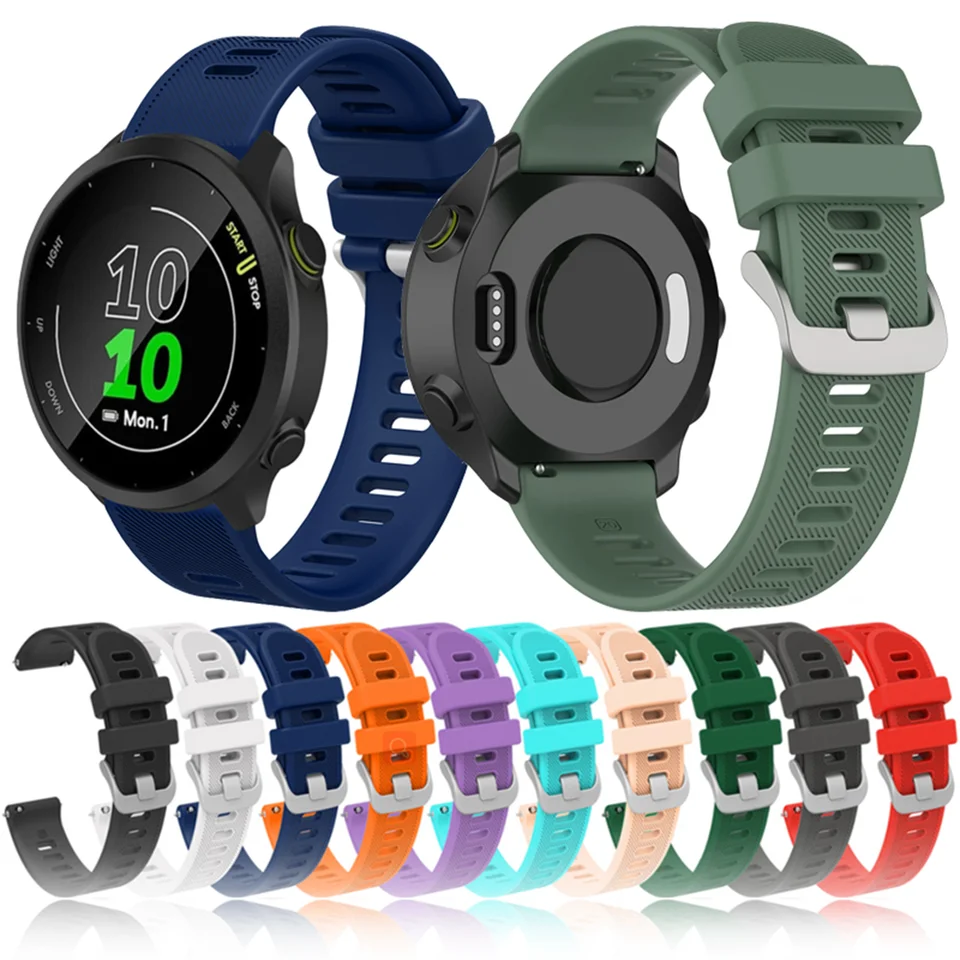 20 mm remienok Oficiálne športové silikónové pásmo Rýchle vydanie pre Garmin Forerunner 55 158 zápästia 245 245m 645 náramok WatchBand