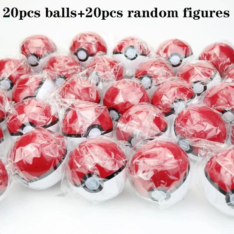20/PCS Pokémon Pokemokballs Action & Toy Figures 7 cm loptičky +20ks figur náhodný mini pokémon vo vnútri hračiek pre deti darček