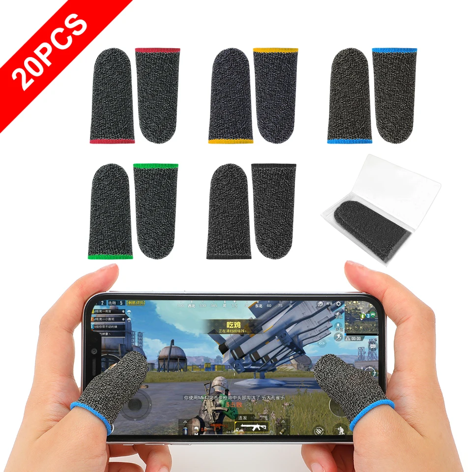 20 počítačov herné prsty pre rukávy PUBG mobilné herné herné pototy nepriestrelné proti šikanovaniu dotykovej obrazovky Herné rukavice Priehľadné palcové rukavice