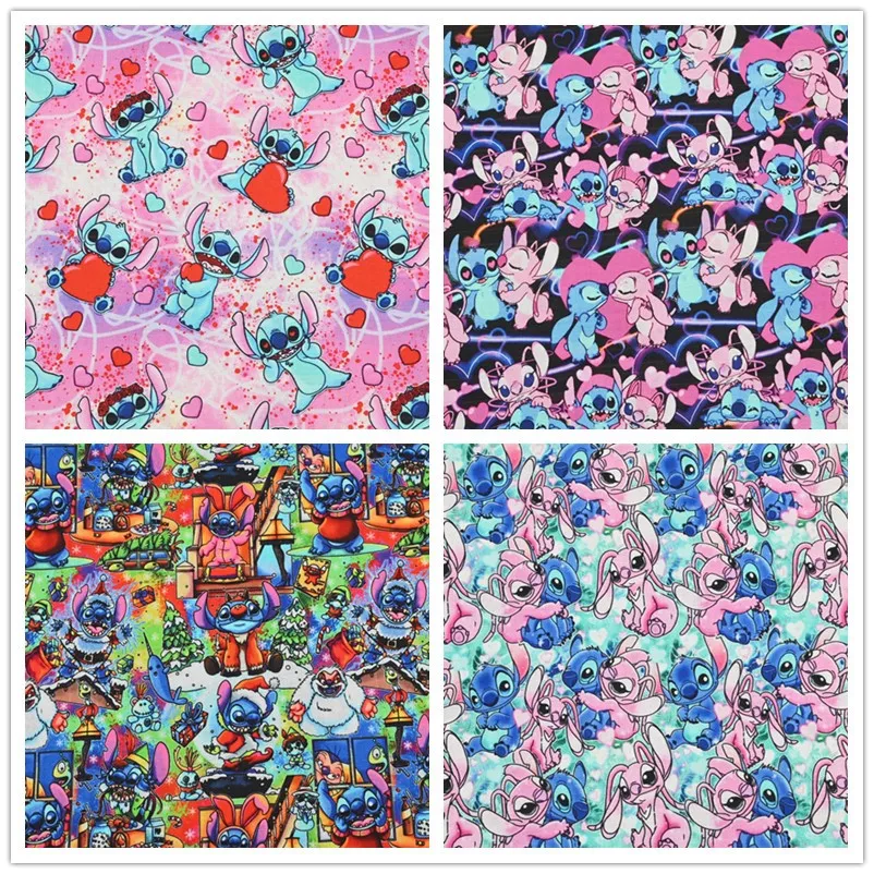 20 počítať Plain Cotton Disney Lilo a Stitct Print Tkanina na šitie patchwork ručne vyrábané vrecká pre domácich majstrov detské oblečenie Materiál