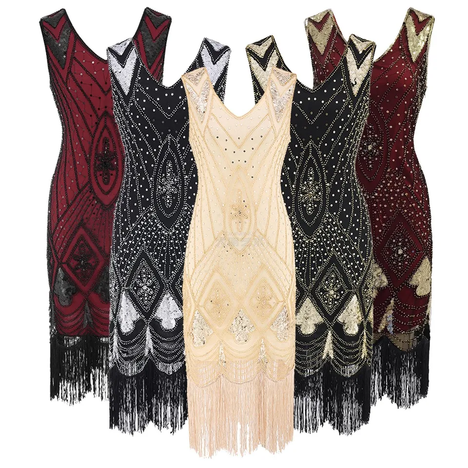 20. storočia Great Gatsby Šaty Flapper V