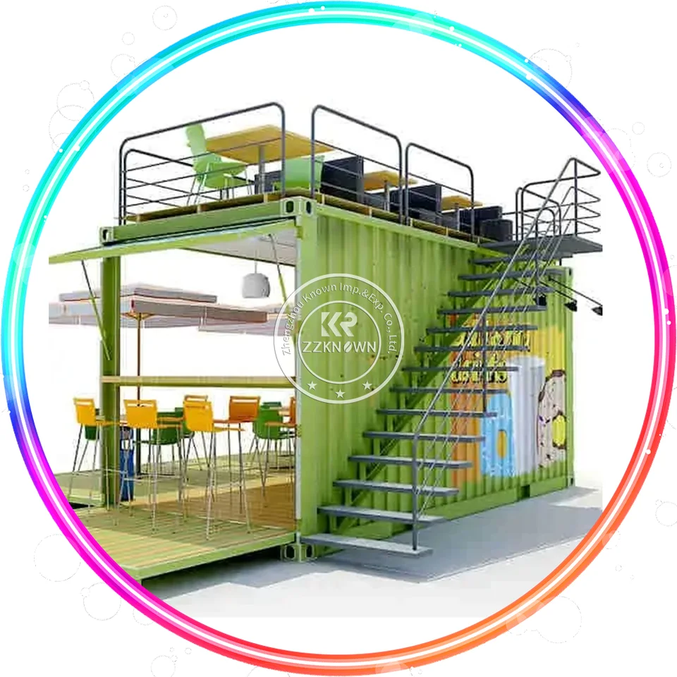 20 stôp 40 stôp prefabrikovaný kontajner kaviareň s schodmi a balkón Luxusná kaviareň Container Cafe Bar