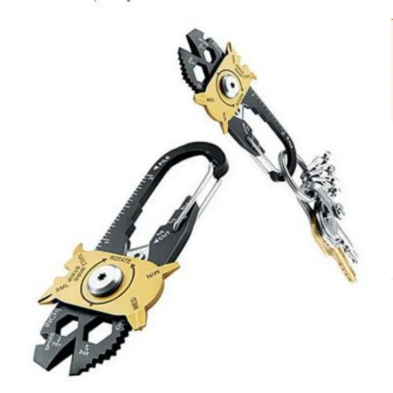 20 v 1 EDC Multi -Tool Oceľový nôž na kľúče skrutkovač mini prenosné vrecko na kľúče pre vonkajšie lezenie na turistické kemping prežitie