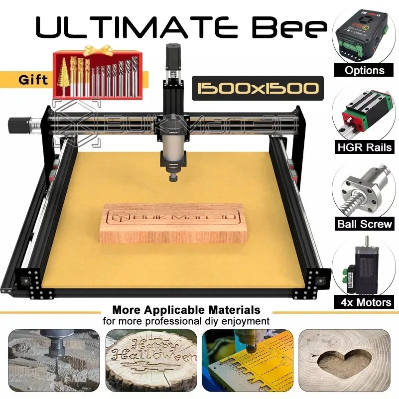 20%zľava Bulkman 3D čierna 1500x1500mm Ultimate Bee CNC Router Kompletná úplná súprava loptičiek s vylepšeným rytcom Drevené výrobky
