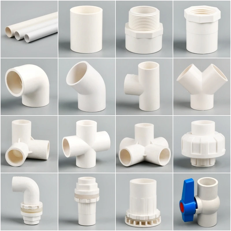 20 ~ 63 mm biele konektory potrubia PVC Straight Lett Tee Aquarium Dodávka 4 5 6 spôsobov kovania záhradné zavlažovacie DIY príslušenstvo