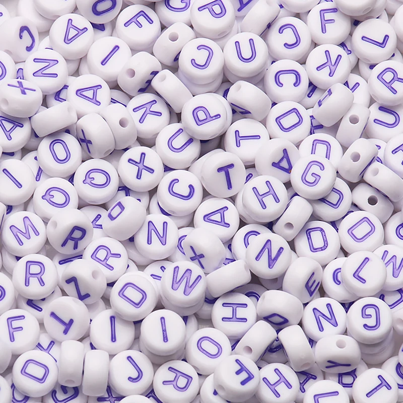 200/300/500ks Purpurové okrúhle abecedné písmeno Kúzla kúzla Náramok Náramok pre šperky výroby DIY doplnky