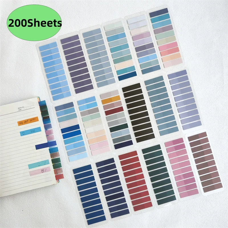 200 listov Transparentné lepkavé poznámky Self-ústí záložky anotácia čítanie knihy Clear Tab Kawaii Roztomilé kancelárske potreby