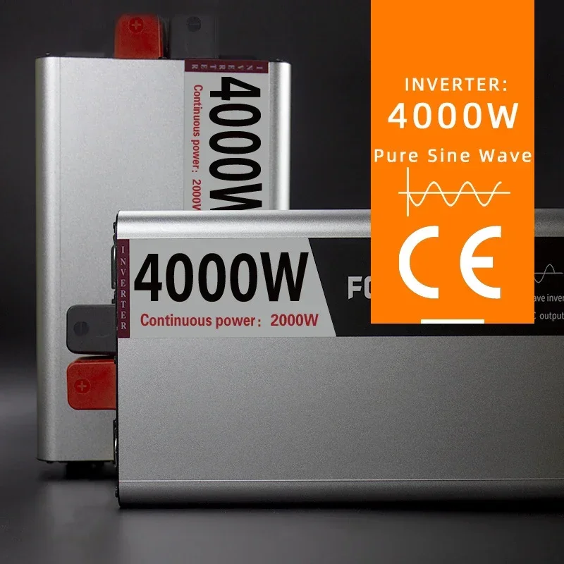 2000 W Pure Sine Wave Inverter DC 12V/24V/48 V až 110/220V Prevodník vysokého výkonu transformátora pre domáce auto