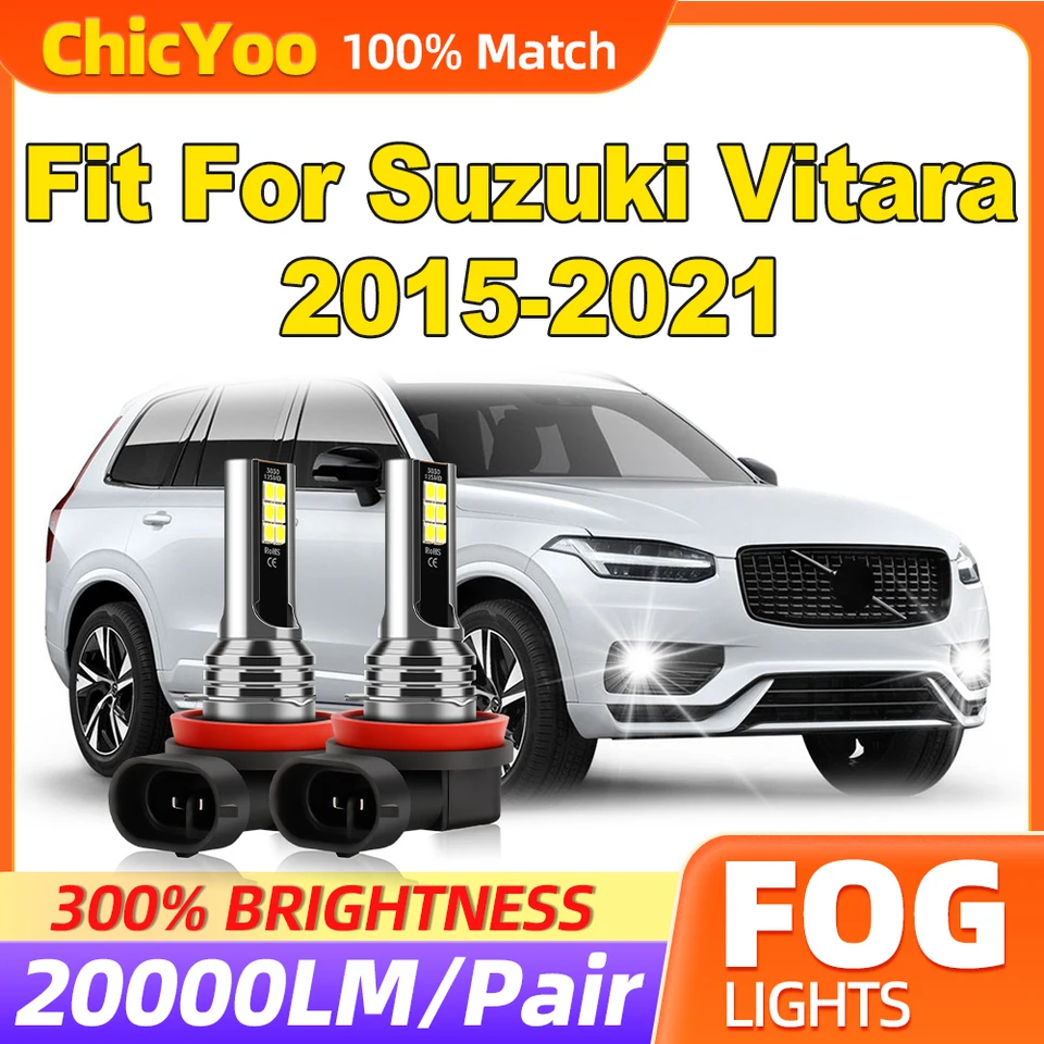 20000LM Super Bright Fog Lights 60W H8 H9 H11 LED hmlové žiarovky 12V 6000K Biela fit pre Suzuki Vitara 2015-2018 2019 2020 2021