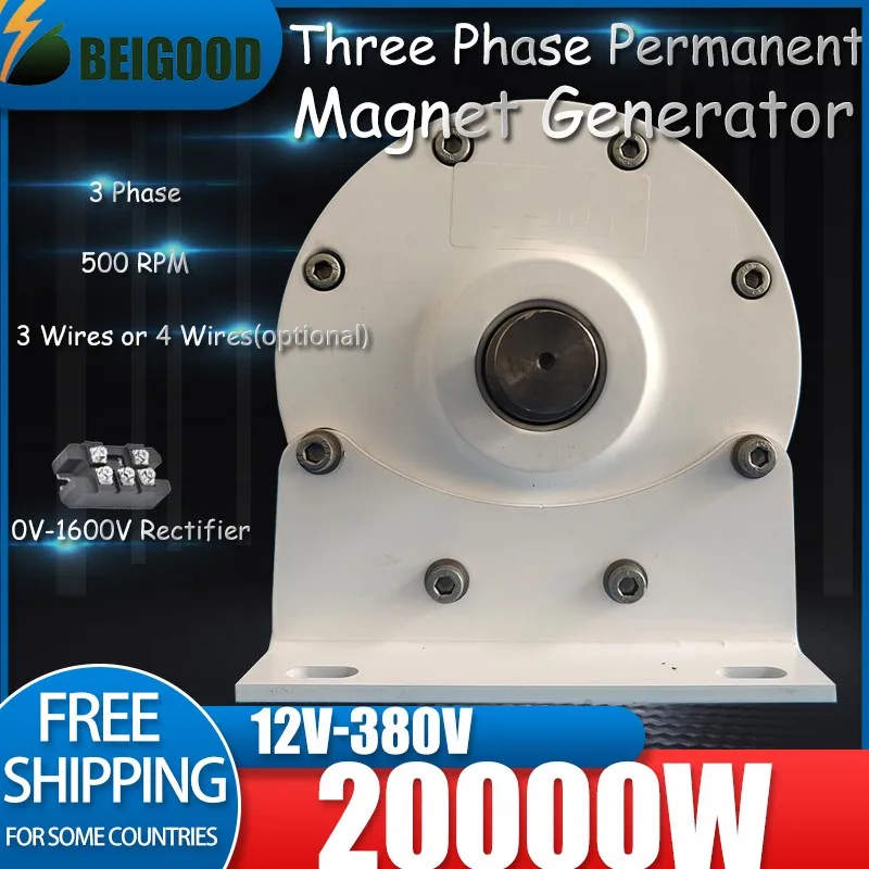20000W 12V 24V 48V 220V 380V bez prevodového trvalého magnetora Generátora Brush bez permanentného magnetora a nízkej rýchlosti turbíny