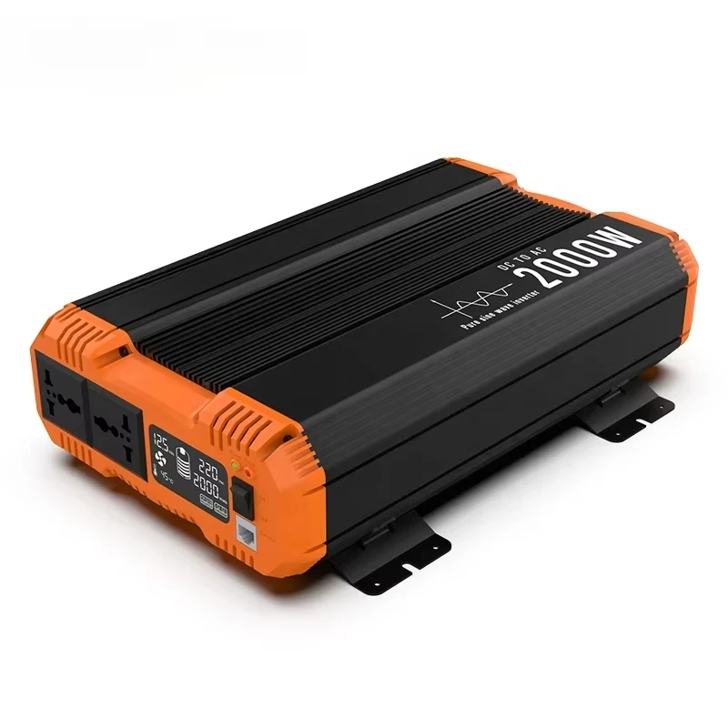 2000W DC na striedavý invertor 12V 24V 48V až 220V 230V 240V Pure Sinine Wave Inverters s LCD displejom a dvom chladiacim ventilátorom