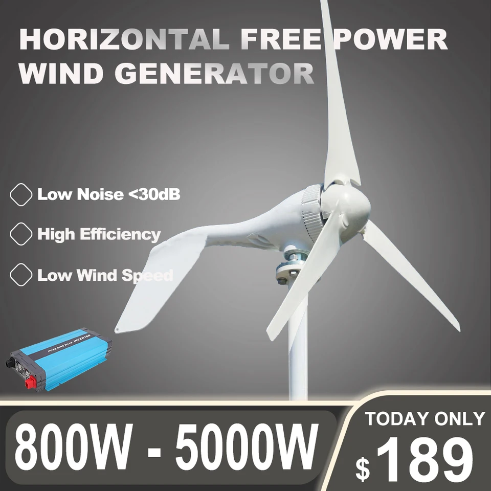 2000W veterný mlyn 12v 24v 48 V 3KW Generátor veterných turbíny s ovládačom MPPT nízky štart rýchlosť vetra bez energie energie