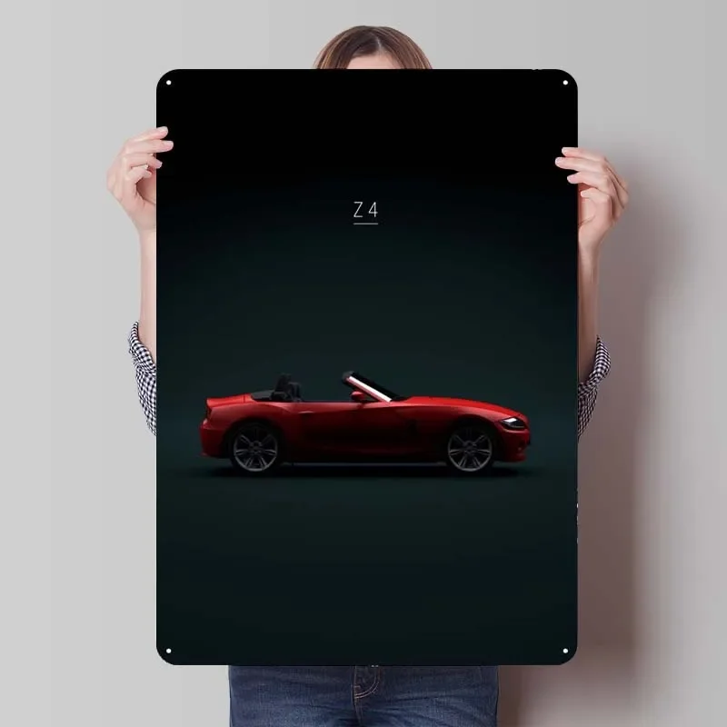 2003 BMW Z4 Roadster Red Car Metal Signs Custom Tinplate Znak pre garážové nástenné umenie dekorácia Vintage dekora