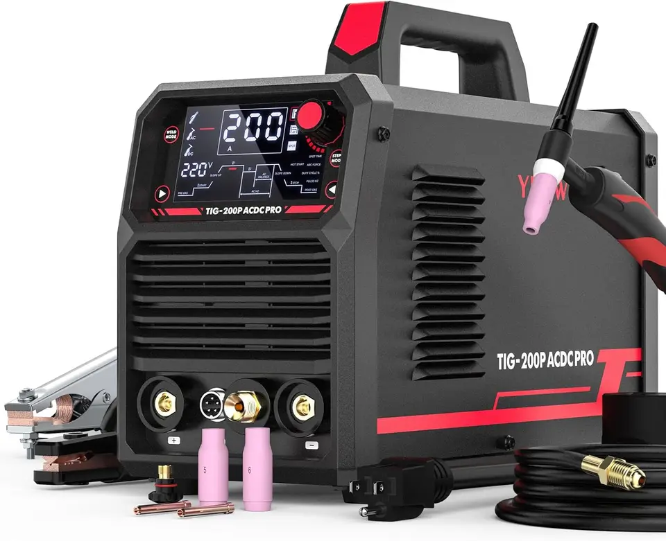 200A AC DC Hliníkový zvárač TIG s pulzným veľkým LED displejom Digitálny menič typu TIG 110 220V Dvojité napätie TIG Zváranie