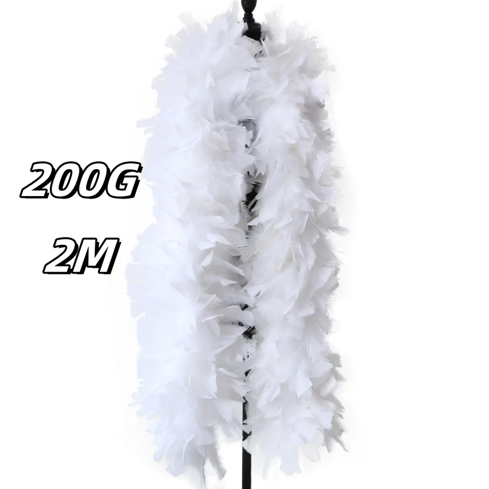 200g/2m prírodné morčacie perie Boa Fluffy Marabou Plume pre šál šál Karneval fázy dekorácie Doplnky remeslá Pluma